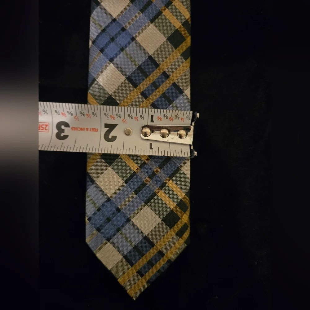 Blue and Yellow Plaid Kids's Tie Size M/L